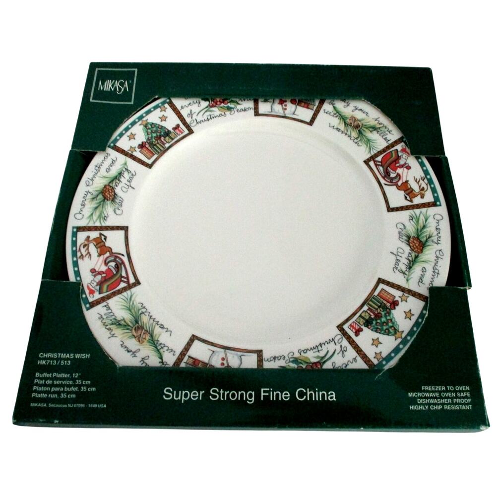 Vintage Mikasa 12" Christmas Wish Buffet Platter In Box  HK713/513